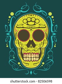 Vector Illustration : Sugar Skull design element color