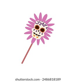 Vector illustration of a sugar skull mask for the traditional holiday Dia de los Muertos. Mexican Day of the Dead festival design element on isolated background.