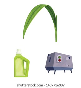 Vector illustration of sugarcane and cane symbol. Collection of sugarcane and field stock symbol for web.