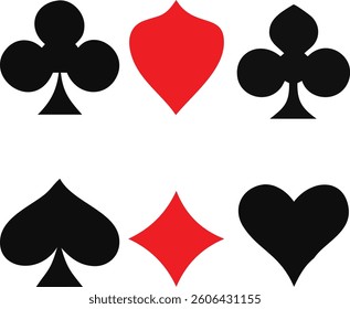 Vector Illustration of a Suit Deck of Playing Cards on a White Background – Poker, Casino, Gambling, Game Art