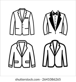 Vector illustration of suit jacket blazer outline fashion men clothing formal wear isolated icon design 100