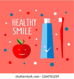 Vector illustration is suitable for design in dental clinics, private doctors, children's clinics, postcards, posters, stickers, magnet, business card, recommendations, design of shop, textile, EPS10