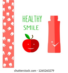  Vector illustration is suitable for design in dental clinics, private doctors, children's clinics, postcards, posters, stickers, magnet, business card, recommendations, design of shop, coral textile