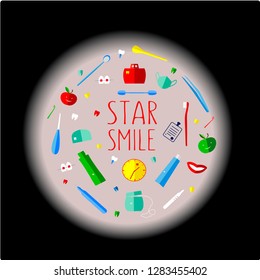 Vector illustration is suitable for design in dental or children's clinics, private doctor,organizer, postcard, poster, sticker,advertising,magnet,business card,icon,organizer,packaging,textile, EPS10