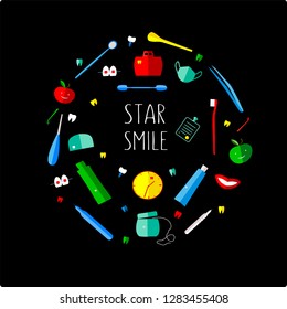 Vector illustration is suitable for design in dental or children's clinics, private doctor,organizer, postcard, poster, sticker,advertising,magnet,business card,icon,organizer,packaging,textile, EPS10