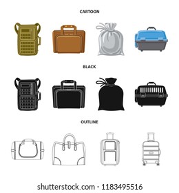 Vector illustration of suitcase and baggage icon. Set of suitcase and journey stock symbol for web.