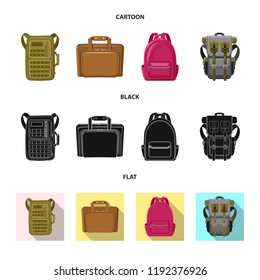 Vector illustration of suitcase and baggage icon. Set of suitcase and journey stock vector illustration.