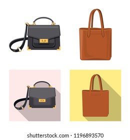 Vector illustration of suitcase and baggage icon. Collection of suitcase and journey vector icon for stock.