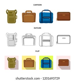 Vector illustration of suitcase and baggage icon. Set of suitcase and journey stock symbol for web.