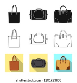 Vector illustration of suitcase and baggage icon. Collection of suitcase and journey stock vector illustration.