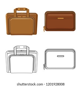 Vector illustration of suitcase and baggage icon. Collection of suitcase and journey stock symbol for web.