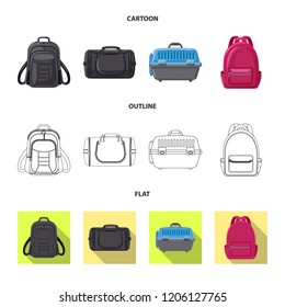 Vector illustration of suitcase and baggage icon. Set of suitcase and journey vector icon for stock.