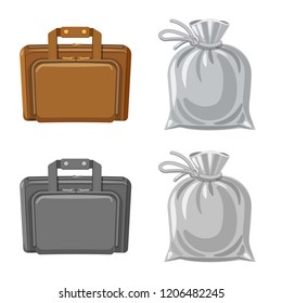 Vector illustration of suitcase and baggage icon. Collection of suitcase and journey stock symbol for web.