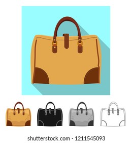 Vector illustration of suitcase and baggage icon. Set of suitcase and journey stock vector illustration.