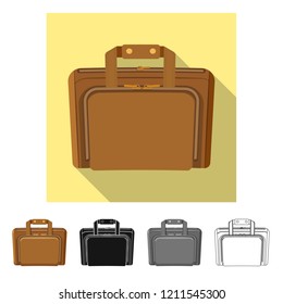 Vector illustration of suitcase and baggage icon. Set of suitcase and journey stock vector illustration.