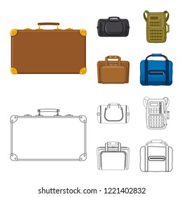 Vector illustration of suitcase and baggage icon. Set of suitcase and journey vector icon for stock.