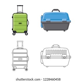 Vector illustration of suitcase and baggage icon. Collection of suitcase and journey vector icon for stock.