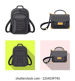 Vector illustration of suitcase and baggage icon. Set of suitcase and journey stock vector illustration.