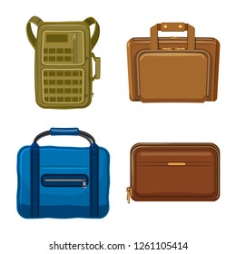 Vector illustration of suitcase and baggage icon. Set of suitcase and journey stock vector illustration.