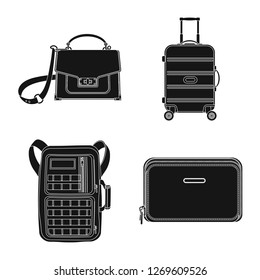 Vector illustration of suitcase and baggage icon. Collection of suitcase and journey stock vector illustration.