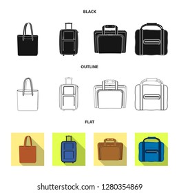 Vector illustration of suitcase and baggage icon. Collection of suitcase and journey stock vector illustration.