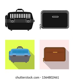 Vector illustration of suitcase and baggage icon. Collection of suitcase and journey vector icon for stock.