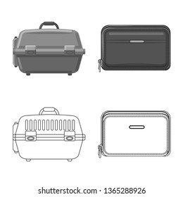 Vector illustration of suitcase and baggage icon. Set of suitcase and journey stock vector illustration.