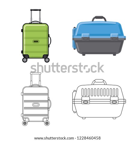 Vector illustration of suitcase and baggage icon. Collection of suitcase and journey vector icon for stock.