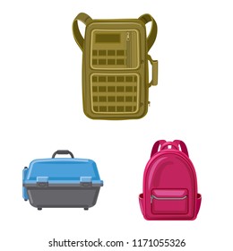 Vector illustration of suitcase and baggage logo. Set of suitcase and journey stock symbol for web.