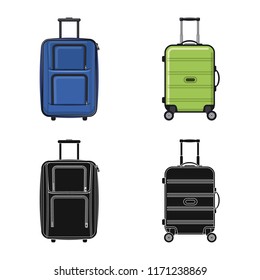 Vector illustration of suitcase and baggage logo. Set of suitcase and journey stock vector illustration.
