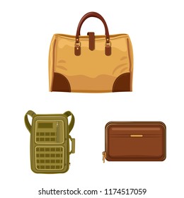 Vector illustration of suitcase and baggage logo. Set of suitcase and journey vector icon for stock.