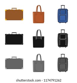 Vector illustration of suitcase and baggage logo. Set of suitcase and journey vector icon for stock.