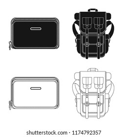 Vector illustration of suitcase and baggage logo. Set of suitcase and journey vector icon for stock.