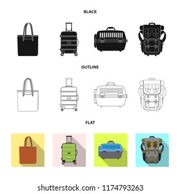 Vector illustration of suitcase and baggage logo. Collection of suitcase and journey stock vector illustration.