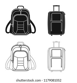 Vector illustration of suitcase and baggage logo. Collection of suitcase and journey stock vector illustration.