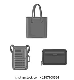 Vector illustration of suitcase and baggage logo. Set of suitcase and journey vector icon for stock.