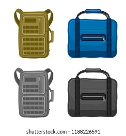 Vector illustration of suitcase and baggage logo. Set of suitcase and journey stock symbol for web.