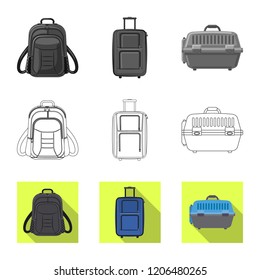 Vector illustration of suitcase and baggage logo. Collection of suitcase and journey stock symbol for web.