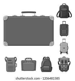 Vector illustration of suitcase and baggage logo. Set of suitcase and journey vector icon for stock.