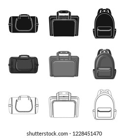 Vector illustration of suitcase and baggage logo. Collection of suitcase and journey vector icon for stock.