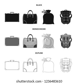 Vector illustration of suitcase and baggage logo. Collection of suitcase and journey stock symbol for web.