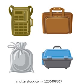 Vector illustration of suitcase and baggage logo. Collection of suitcase and journey vector icon for stock.