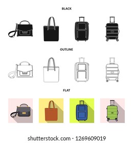 Vector illustration of suitcase and baggage logo. Set of suitcase and journey vector icon for stock.