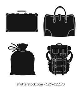 Vector illustration of suitcase and baggage logo. Collection of suitcase and journey vector icon for stock.
