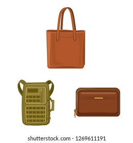 Vector illustration of suitcase and baggage logo. Collection of suitcase and journey stock symbol for web.