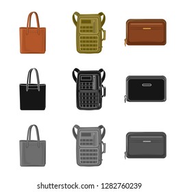 Vector illustration of suitcase and baggage logo. Set of suitcase and journey stock symbol for web.