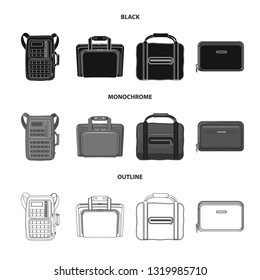 Vector illustration of suitcase and baggage logo. Set of suitcase and journey stock vector illustration.