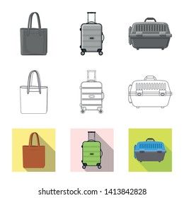 Vector illustration of suitcase and baggage logo. Set of suitcase and journey stock vector illustration.