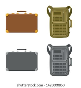 Vector illustration of suitcase and baggage logo. Set of suitcase and journey vector icon for stock.