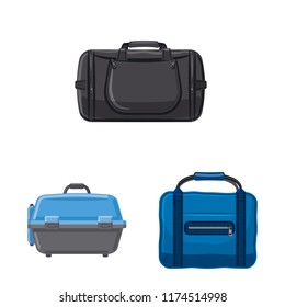 Vector illustration of suitcase and baggage sign. Set of suitcase and journey vector icon for stock.